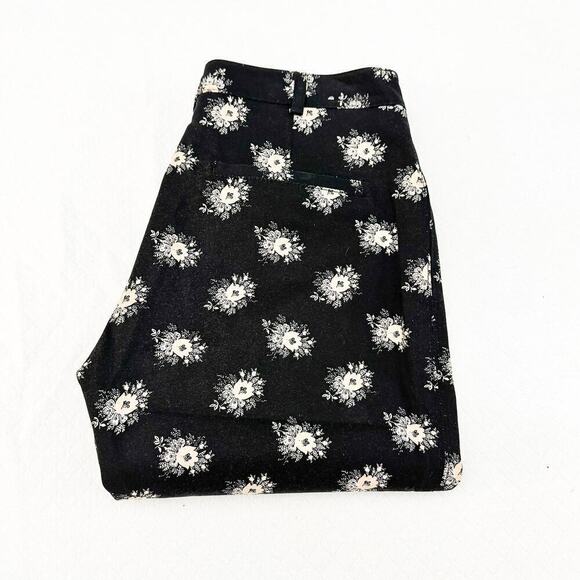 Club Monaco Black Printed Flower Patterned Straight Leg Slack Pants Size 28 - Picture 1 of 7